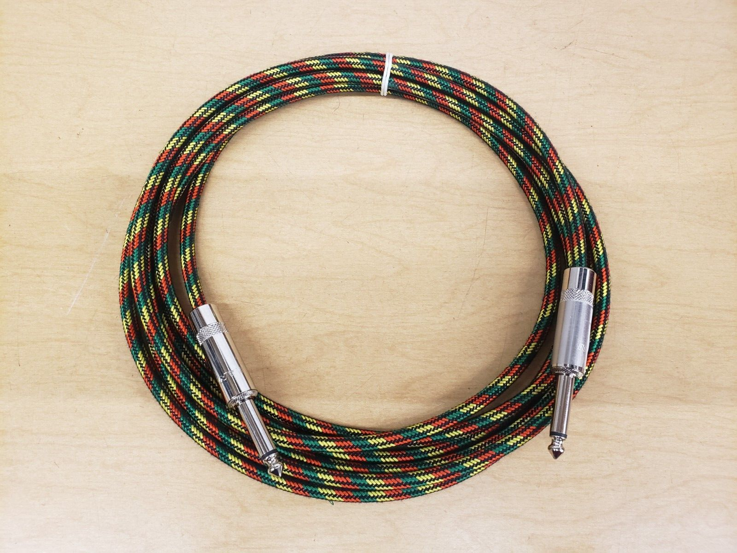 MoonBase Twisted Rasta Stripes 12 foot/3.6M braided guitar cable