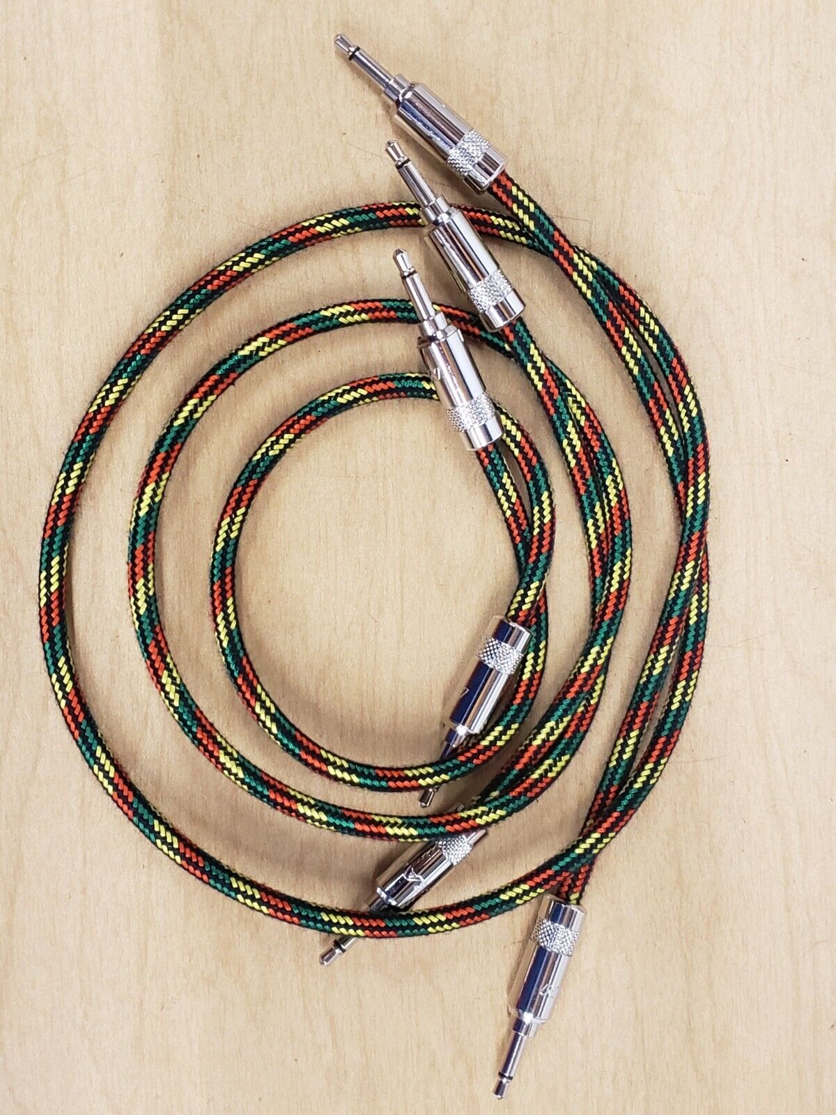 MoonBase Rasta Stripes 24in/60cm Eurorack 3.5mm braided synth patch cable